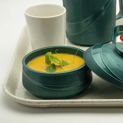 12pk Moderne Soup Bowl Lid Insulated Green
