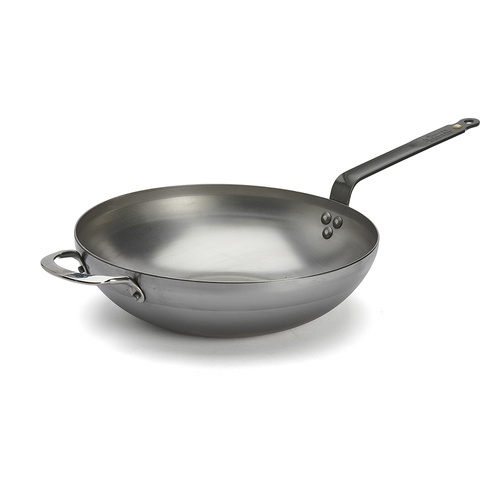 De Buyer Wok Rounded with Handle Mineral B Ø32