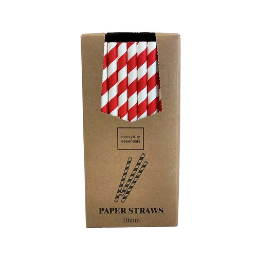 Everyday Essentials Paper Straws 10 x 197mm - Red/White Ctn